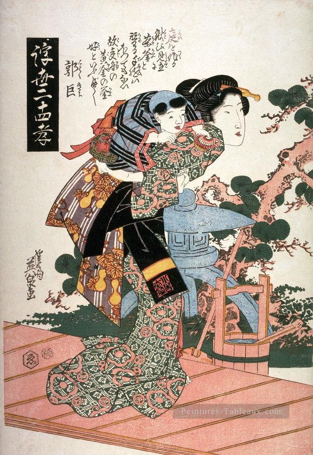 guojo kakukyo de la série vingt quatre exemples de dévotion filiale dans le monde flottant Keisai Ukiyoye Peintures à l'huile